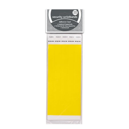 C-Line Products DuPont Tyvek Security Wristbands, Yellow, 100PK 89106